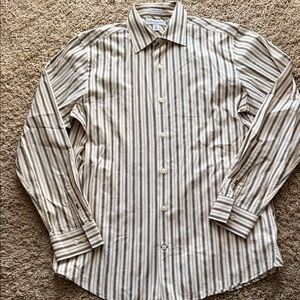 Banana Republic brown orange and White Striped Shirt